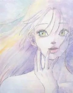 パステルカラー 女性の肖像画 A4サイズ