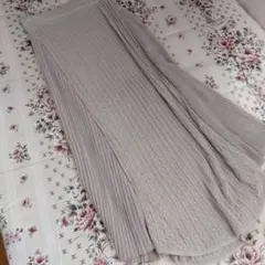 ディスコート　ベージュ プリーツ 異素材ロングスカート 　F