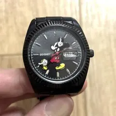 Disney ミッキーマウス デイデイト 腕時計 ブラック ステンレス クォーツ