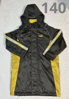 PUMA プーマ ベンチコート　ダークブラウンーイエロー フード　ボア140