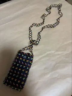 ハンドメイド ビーズ編み 携帯 ショルダーバッグ