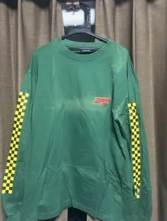 ロングスリーブカットソー 緑色 チェッカー