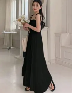 SHEIN ノースリーブロングワンピース ブラック