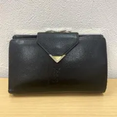 ■ イヴサンローラン 二つ折り財布 がま口 YSL ブラック レザーのサムネイル