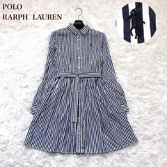 ✨ポニー刺繍♡Aライン✨ポロラルフローレン　シャツワンピース ストライプ ベルト
