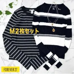 【2枚セット】FOREVER 21 ボーダー柄リブカットソー（長袖）　フィット感