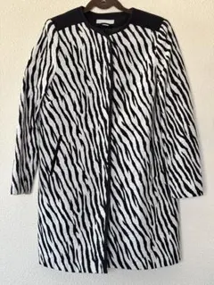 H&M ゼブラ柄　ノーカラージャガードコート　 サイズEUR40(L/13号)