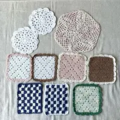 ハンドメイド かぎ針編み コースター ドイリー 10枚セットのサムネイル