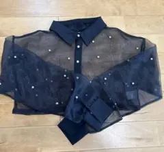 【ラストセール☆】グレイル　黒✖️パールのオーガンジーブラウス