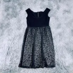 【ペイトンプレイス】フレアワンピース (M)花柄 ノースリーブ レース 切替