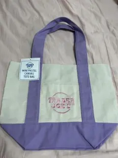 Trader Joe's ミニパステル　キャンバストートバッグ　紫