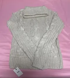 クリーム色 ケーブル編み ニットセーター フリーサイズ