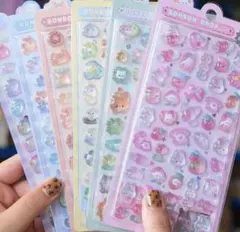 ボンボンドロップシール ぷくぷくシール 大流行 かわいい 3D 6枚セット