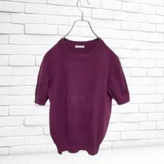 GU ニット 半袖 プルオーバー M パープル クルーネック カジュアル