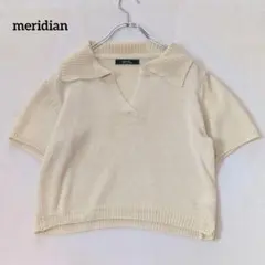 meridian サマーニット スキッパー ショート丈 半袖 透かし編み 開襟のサムネイル