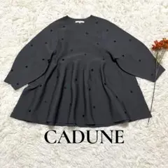 CADUNE カデュネ　ドット刺繍ペプラムニット38Mサイズ