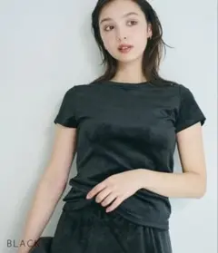 basement online ベロア Tシャツ　ブラック