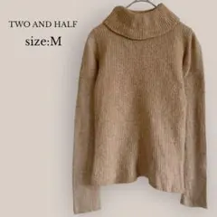 【TWO AND HALF】タートルネックニット　リブ　ベージュ　M