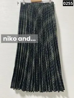0255 niko and... チェックプリーツスカート　ネイビー