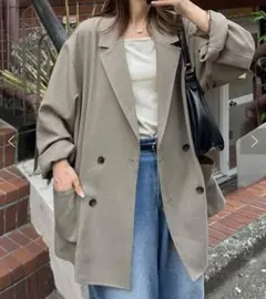 【新品タグ付き】Discoat テックリネンビッグシャツジャケット グレージュ