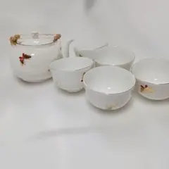 週末セール　未使用　HANAE MORI 急須と茶碗5客セット 蝶の絵柄