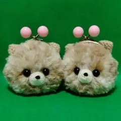 ✿琉璃様専用✿ハンドメイド✿がま口・ポーチ✿あみぐるみ✿うす茶ポメラニアン2点✿
