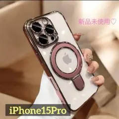 iPhone15Proケースピンクmagsafeカバーリングワイヤレス充電