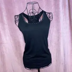 ストーン付　シンプル　タンクトップ　平成 ギャルy2k 00s