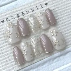 メルカリ便 ネイルチップ 現品 ニュアンス フラワー ネイル NO.341