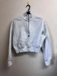 Nike ハーフジップ クロップド スウェット S グレー