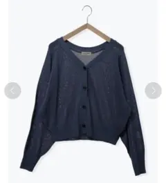 Samansa Mos2 ショート丈シアーVネックカーディガン