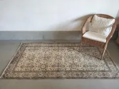 くすみピンク 210×122cm トルコ ヴィンテージラグ メダリオン ブラウン