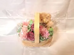 フラワーアレンジメントバスケット(ソープフラワー観賞用) ※バラ/カーネーション