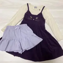 アナスイミニ　ネコ　長袖　ワンピース　120 キュロット　女の子　セット