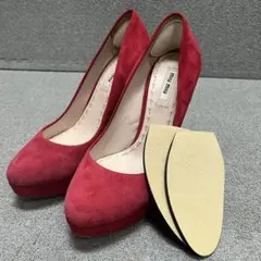 MIUMIU深紅スウェード厚底Y2K映えMADEINITALY製グラマラスのサムネイル
