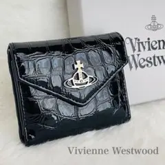 極美品 Vivienne Westwood エナメル クロコ型押し 三つ折り財布