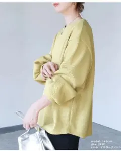 reca　ボリューム袖ワッフルカットソー