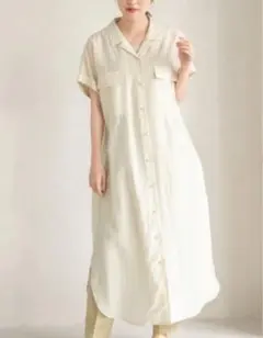 美品 LOWRYS FARM シアーカイキンシャツワンピース