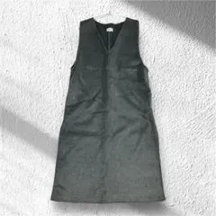 【エミプラス】ワンピース ノースリーブ サイドスリット Vネック ポケット有 L