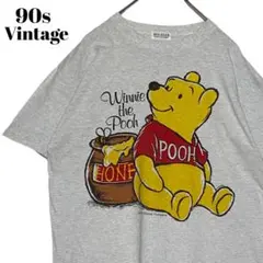90sヴィンテージ ディズニー くまのプーさんTシャツ グレー Lキャラtシャツ