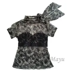 美品 RED VALENTINO シルクシフォン 花柄 ボウタイトップス レースのサムネイル