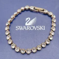 美品　Swarovski クリスタル　ラインストーン　ブレスレット　ゴールド