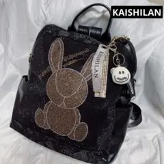 KAISHILAN ブラックリュック ウサギデザイン ブラック ラインストーンのサムネイル