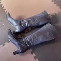 ダークブラウン レザー ロングブーツ 24.5cm