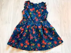 petit main 120cm 花柄 ノースリーブ ワンピース ネイビー