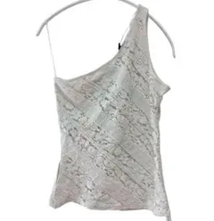 H&M タンクトップ ワンショルダー レース S ホワイト 白 透け感