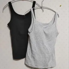 ユニクロ　エアリズムコットンリブブラトップ　Ｓ　黒&ライトグレー　2枚セット