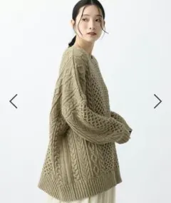 週末特価☆【natural by clip】5ゲージウール混ケーブルプルオーバー