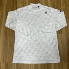 ルコックゴルフ 総柄タイポプリントモックネックシャツ (LL) ホワイト
