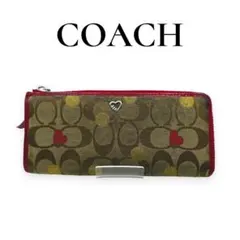 【希少／廃盤】COACH コーチ Poppy 長財布 ハート柄 レッド